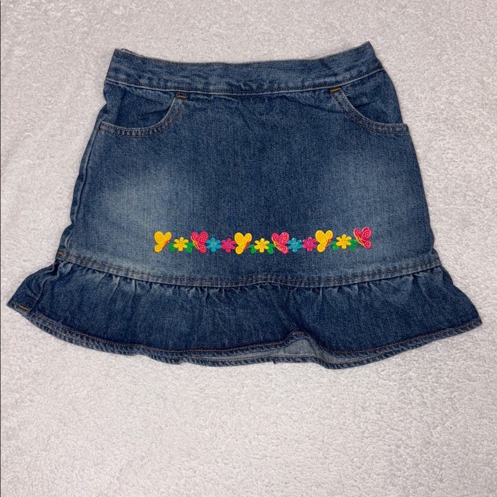 Vintage Sonoma denim ruffle elastic waist blue jeans skirt size 7